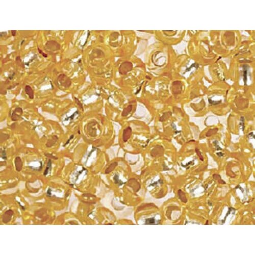 Бисер Preciosa 78183 Прозрачный светлый желто-оранжевый, золь-гель (solgel) с серебряной линией (10/0) 2.3 мм, 5 г, цена за 2 уп.