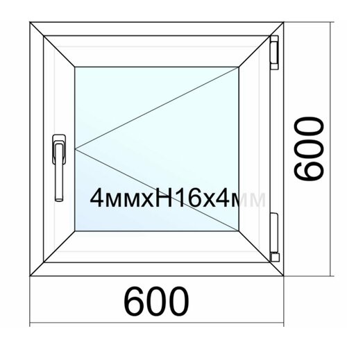 Окно ПВХ VEKA WHS Halo/ш.60xв.60 см/ поворотное /правое /однокамерный стеклопакет/фурнитура Accado (Турция)