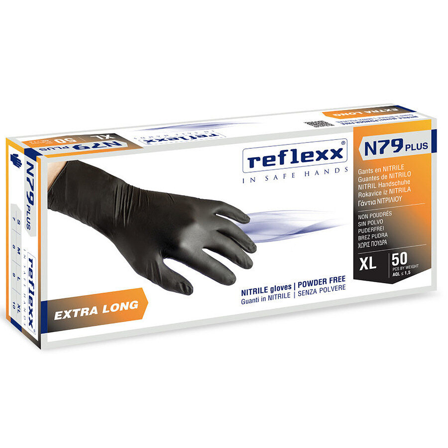 Reflexx | Одноразовые перчатки химостойкие сверхдлинные 30см. Размер-L. 7,7 гр. Толщина 0,14 мм.
