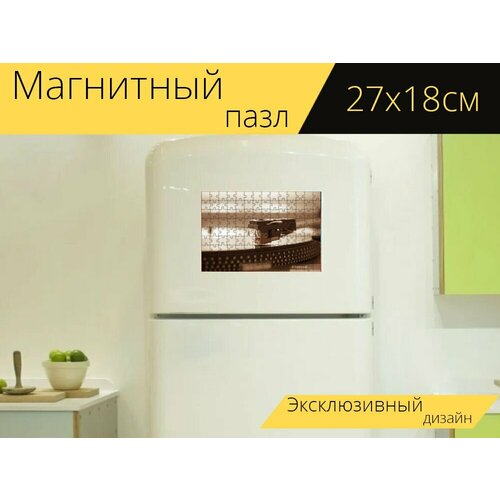 Магнитный пазл Проигрыватель, иголка, винил на холодильник 27 x 18 см. магнитный пазл проигрыватель поворотный стол высокий на холодильник 27 x 18 см