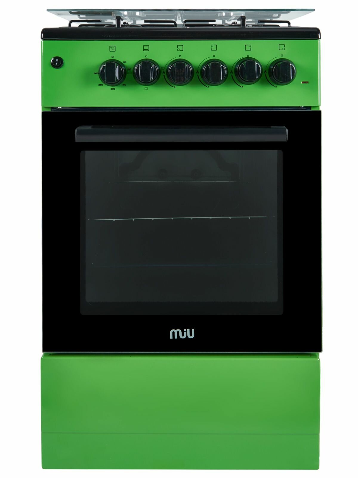 Кухонная плита MIU 5013 ERP ГК LUX зеленая 50 см, газовая с электрической духовкой, газ-контроль, электроподжиг, 3 режима духовки