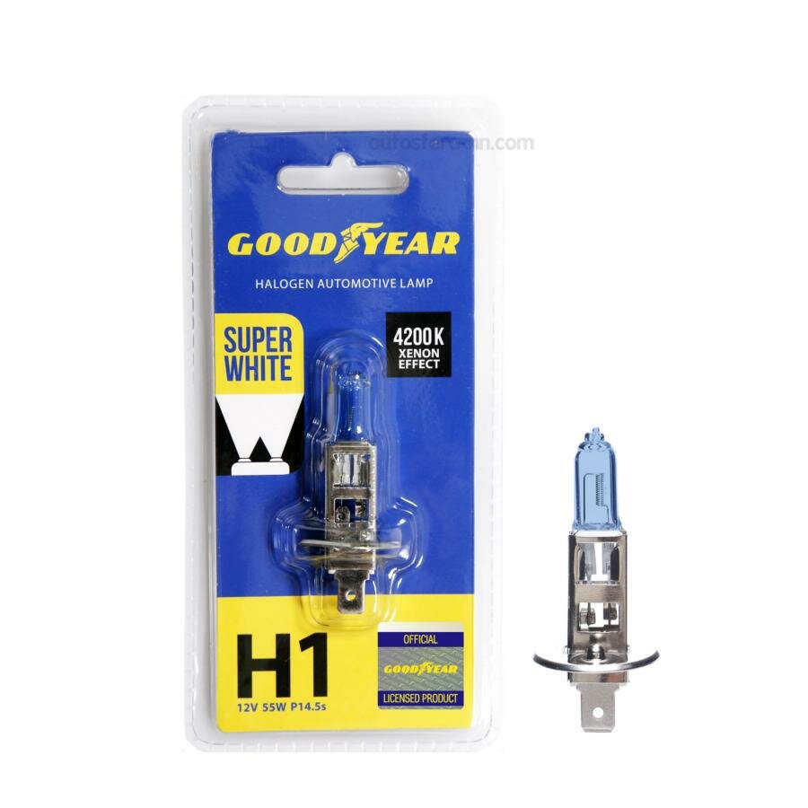 GOODYEAR GY011127 Лампа галоген H1 12V 55W P14,5s Super White блистер 1шт (GOODYEAR)