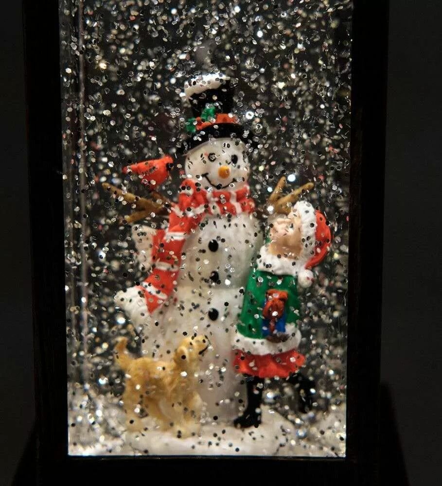 Новогодний фонарь с подсветкой со снегом, Декоративный фонарь, Светильник