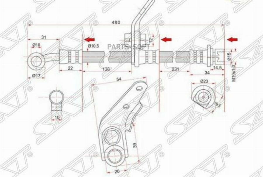 Шланг тормозной (Спереди/ Слева) Honda Accord 02-08 Sat арт. ST-01465-SDA-A01