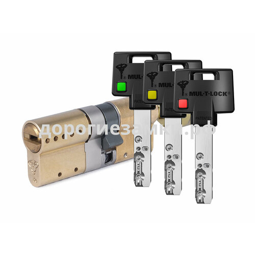 Цилиндр Mul-t-Lock MTL600 Светофор ключ-вертушка (размер 50х31 мм) - Латунь, Флажок