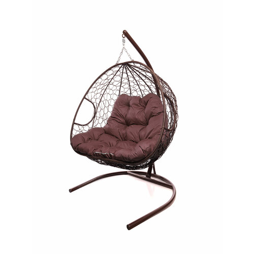 Подвесное кресло из ротанга Для двоих коричневое с бордовой подушкой M-GROUP коричневое подвесное кресло круглое с ротангом с бордовой подушкой