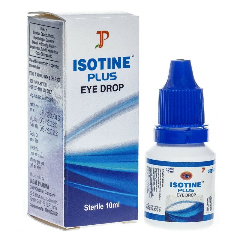 Капли для глаз Джагат Фарма Айсотин Плюс (Isotine Plus Jagat Pharma) при заболеваниях глаз 10 мл.