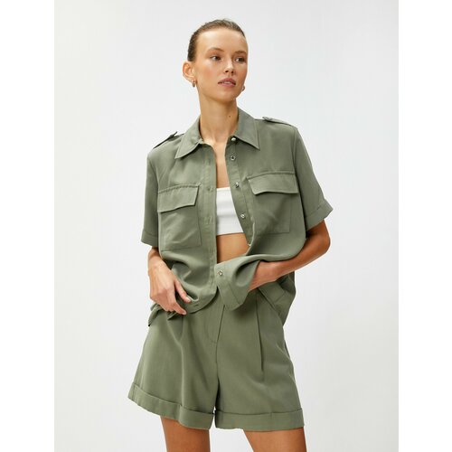 фото Рубашка koton, размер 38, хаки