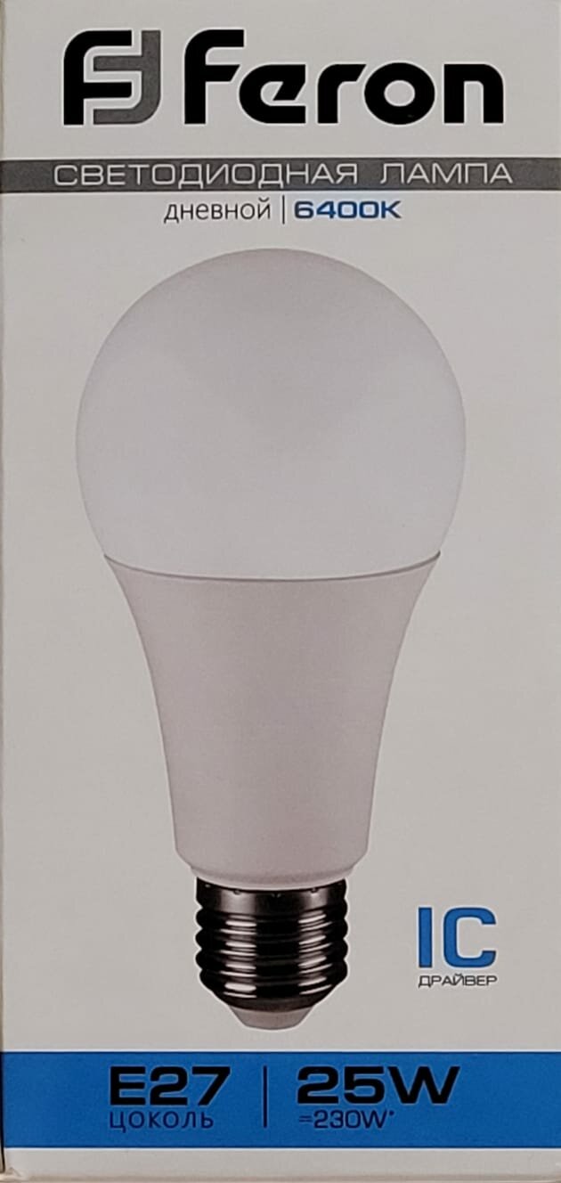 Лампа светодиодная Feron LB-100 25792, E27, A65, 25 Вт, 6400 К