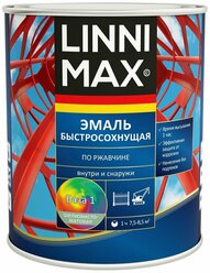 LINNIMAX (ALPINA) грунт-эмаль быстросохнущая по ржавчине для вн/нар шелк-мат черный RAL 9005 0.75 л