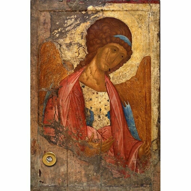 Михаил Архангел. Воспроизведение иконы А. Рублева с мощевиком.