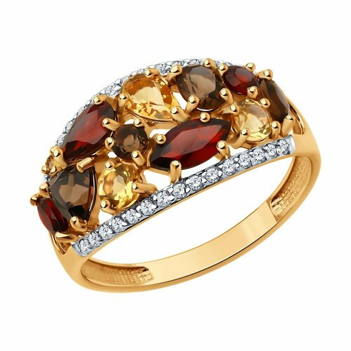 Кольцо Diamant, красное золото, 585 проба, размер 16.5 кольцо del ta красное золото 585 проба цитрин топаз гранат размер 20