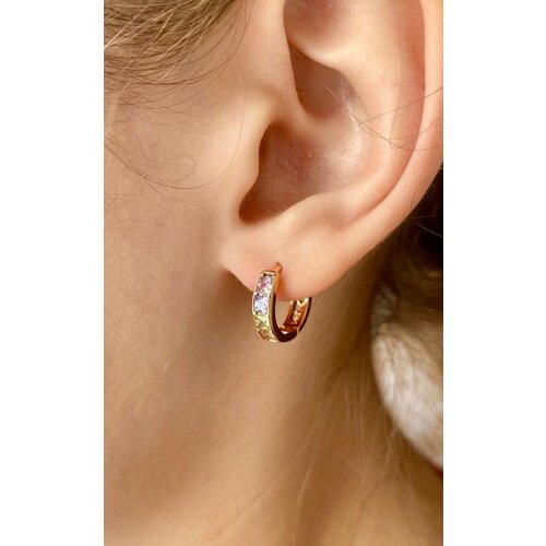 Серьги конго XUPING JEWELRY фианит размер 10 мм сиреневый в золоте 410₽
