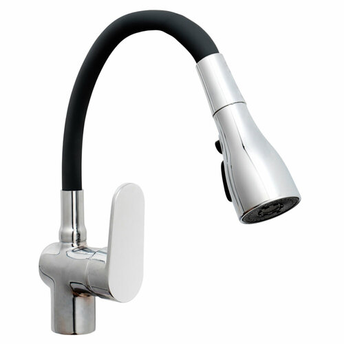 RAIN Смеситель для кухни Веста, силиконовый излив, 3 режима, картридж 40мм, латунь, черный/хром, 2 штуки