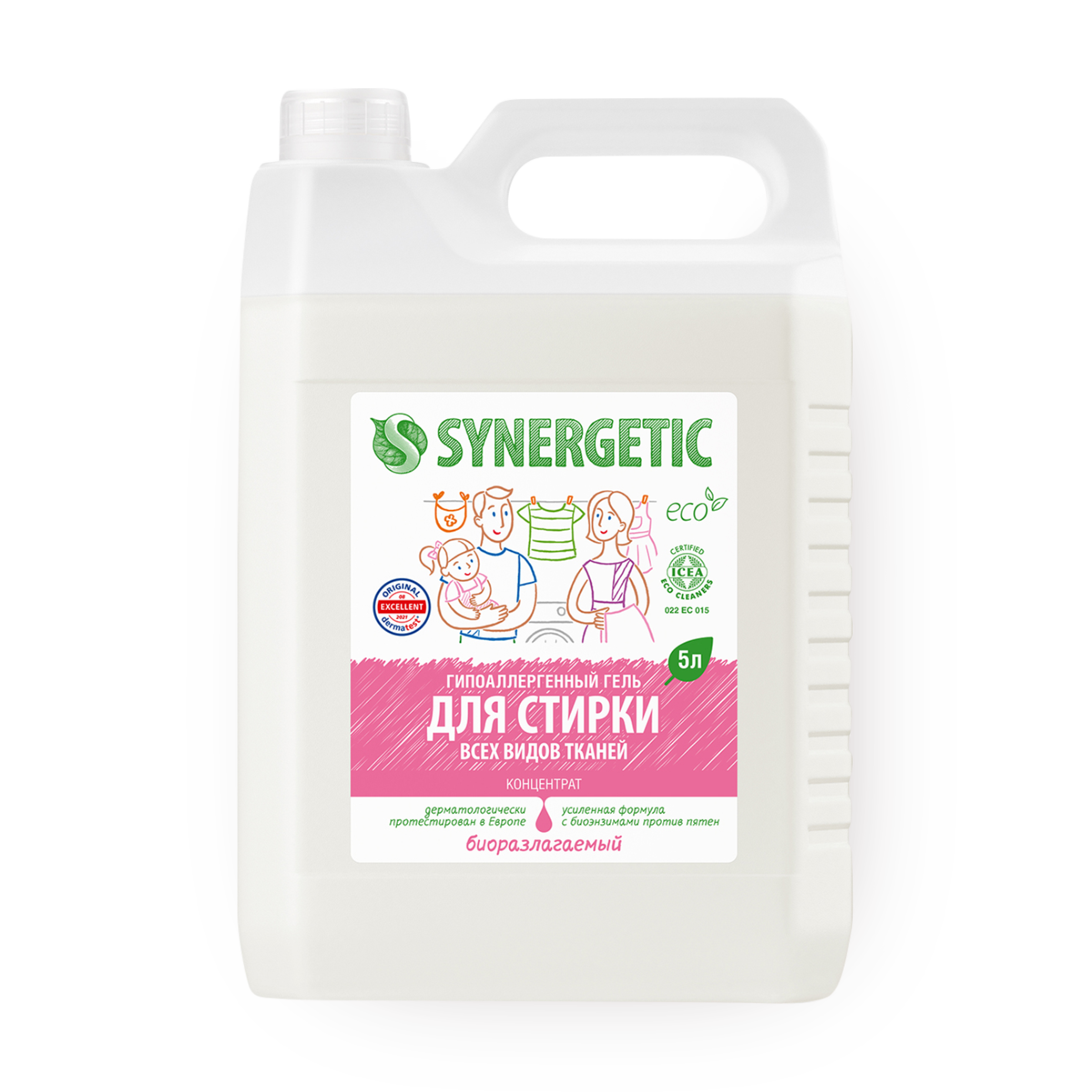 Гель для стирки Synergetic для всех видов тканей концентрат, 5 л