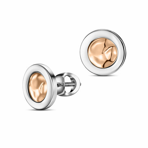 Серьги пусеты tiss, серебро, золото, 925, 585 проба, родирование, розовый