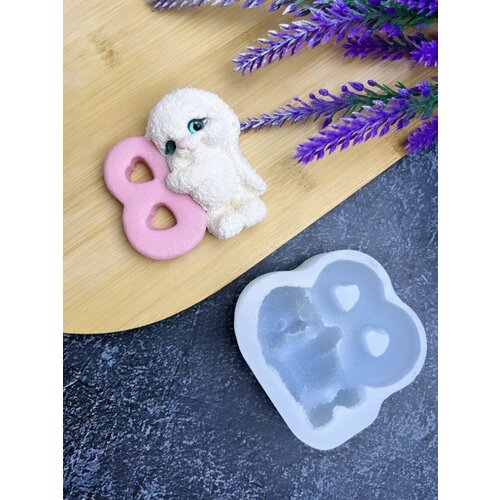 Кондитерский силиконовый молд зайка с 8, 8 марта (2Д)