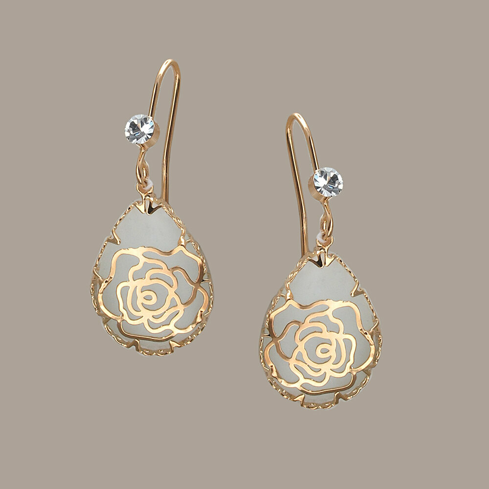 Серьги с подвесками Эстет  кошачий глаз  кристалл  золотой