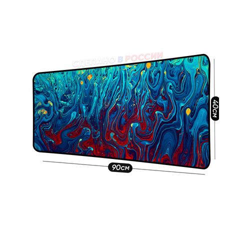Большой игровой коврик для мышки с принтом, 90х40 см, плачущий мрамор. Компьютерный ковер под клавиатуру и мышь на весь стол.