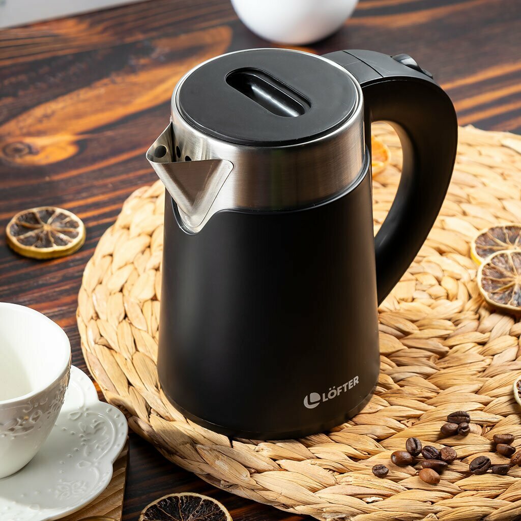 фото Чайник электрический Lofter, GMB-225, 0.8 л, скрытый нагревательный элемент, 800 Вт, скрытый нагревательный элемент, нержавеющая сталь
