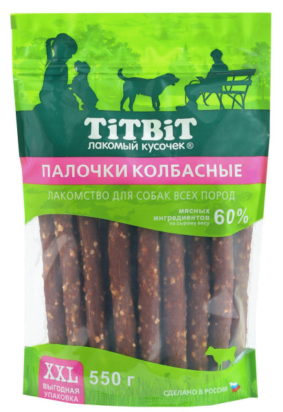 Лакомства для собак Titbit Палочки колбасные мясные 550г — фото 1