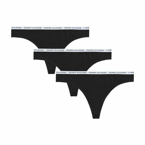 фото Трусы tommy hilfiger 3p thong, комплект из 3 шт., размер m, черный