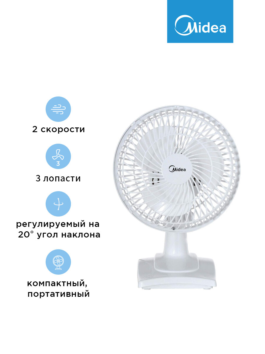 Настольный вентилятор Midea MVFD1501, белый