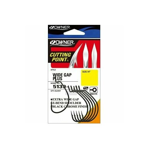 Крючки офсетные Owner Wide Gap Plus 1/0. (6 шт. в упаковке)