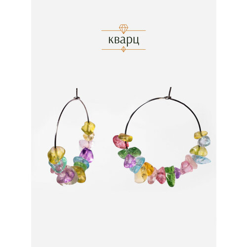 фото Серьги конго bl jewelry, турмалин, горный хрусталь, перламутр, янтарь, лабрадорит, ларимар, говлит, кварц, коралл, цитрин, малахит, сердолик, агат, амазонит, красный, фуксия