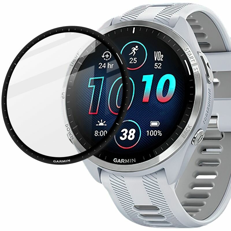 Закаленное защитное стекло для Garmin Forerunner 965, с черной рамкой — фото 1