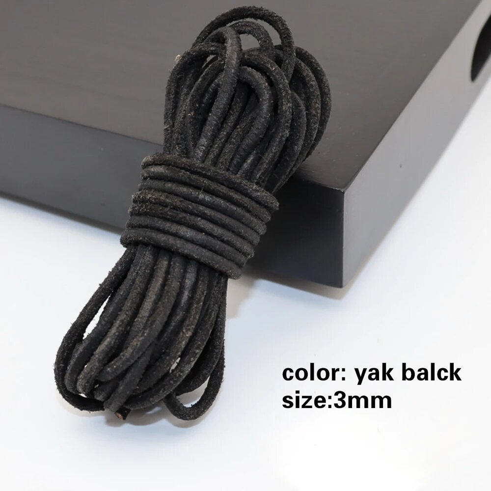 Кожаный шнур черный yak black 3 мм
