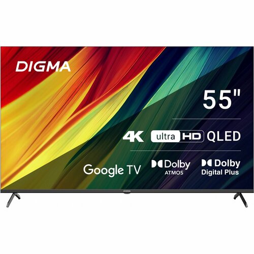 Телевизор Digma Google TV DM-LED55UQB31 55 QLED 4K Ultra HD Google TV черный 44990₽