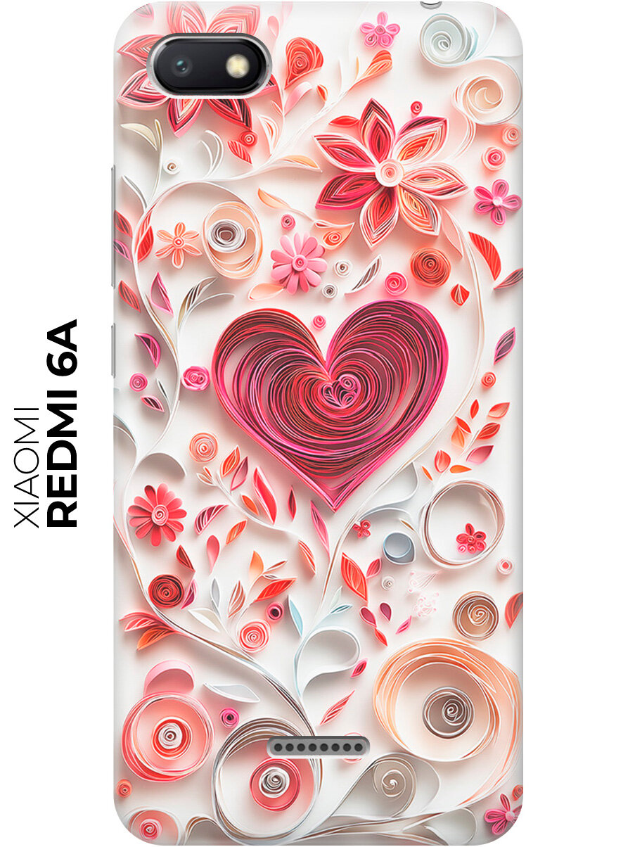 Силиконовый чехол на Xiaomi Redmi 6A с принтом "Сердце и цветы"