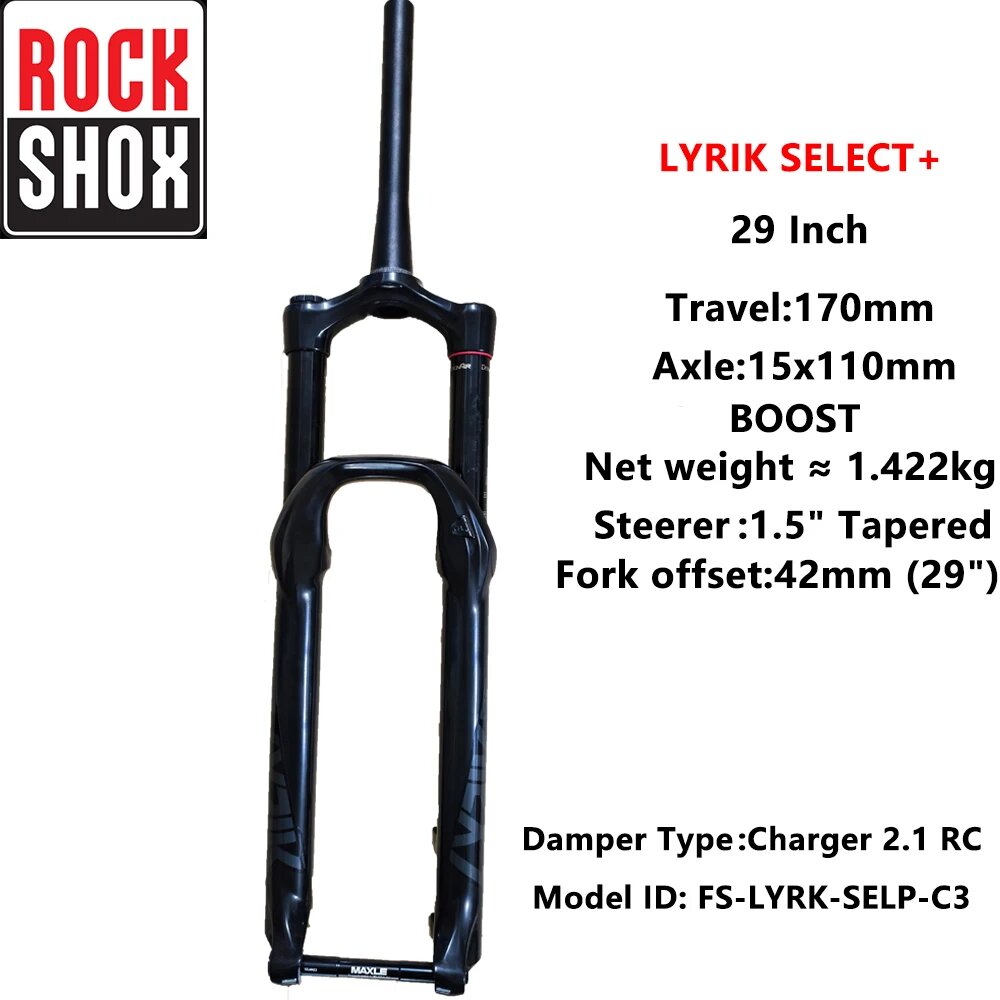 ROCKSHOX Lyrik Select Recon Silver RL Revelation RC Вилка для горных велосипедов, Черный