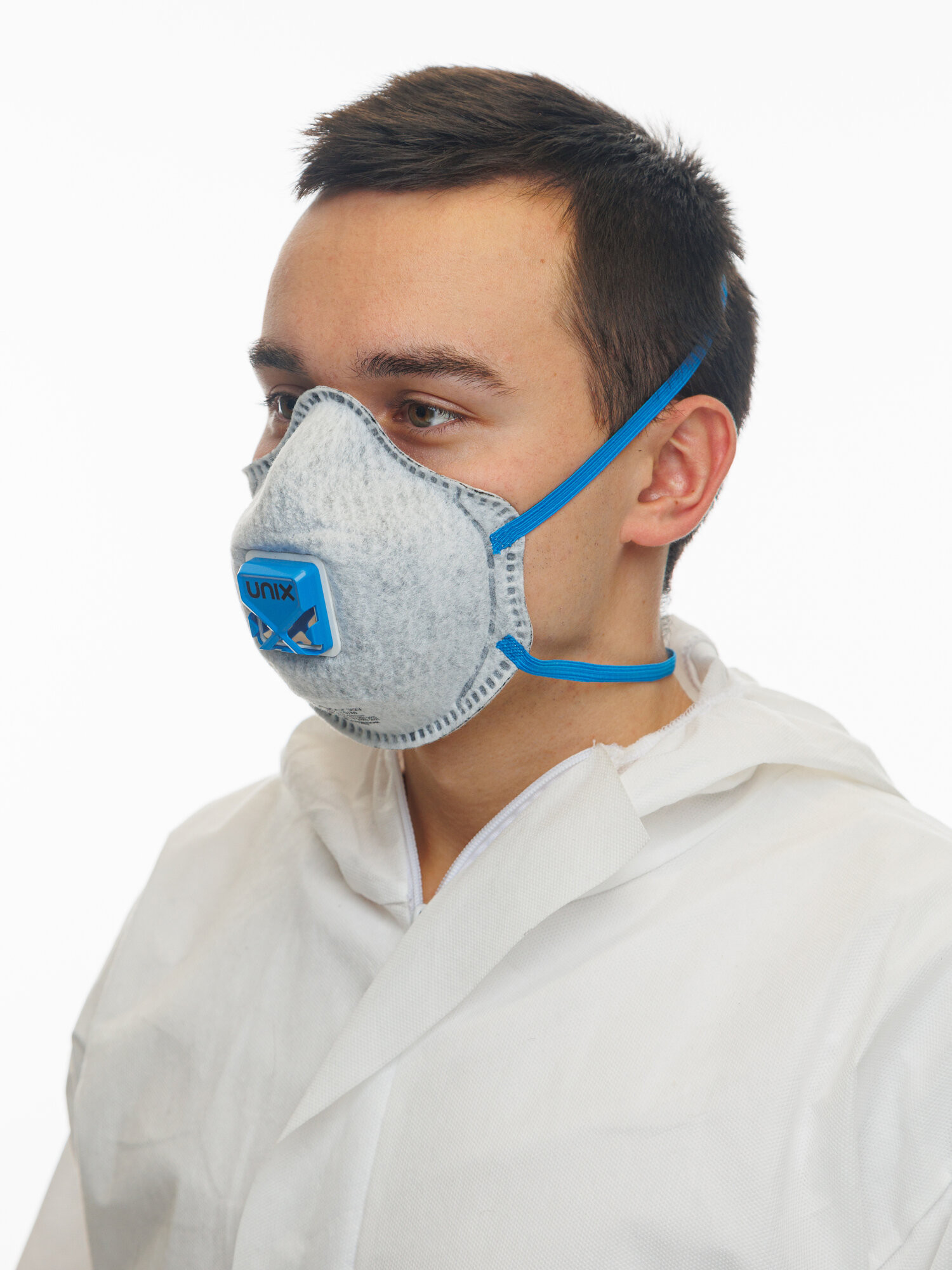 Изображение Респиратор для покраски и сварки UNIXAir 512V FFP2 A0 R D от химии многоразовый угольный с клапаном