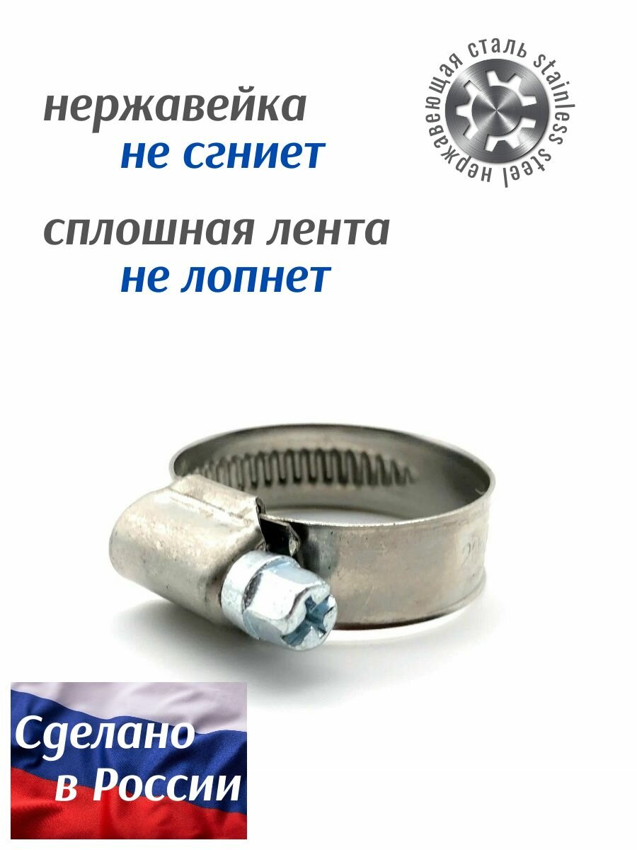 Хомут червячный PREMIUM, нержавеющая сталь, 16-27мм (W2), 20шт — купить ...