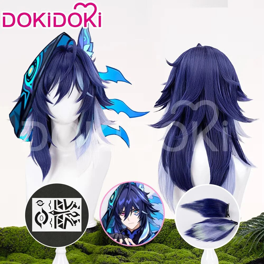 Парик DokiDoki Genshin Impact Ororon, темно-синий, 40 см