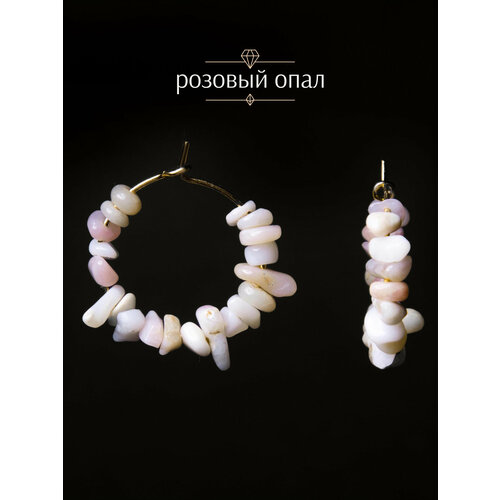 фото Серьги конго brandlove, опал, размер 23 мм, розовый, белый, золотой