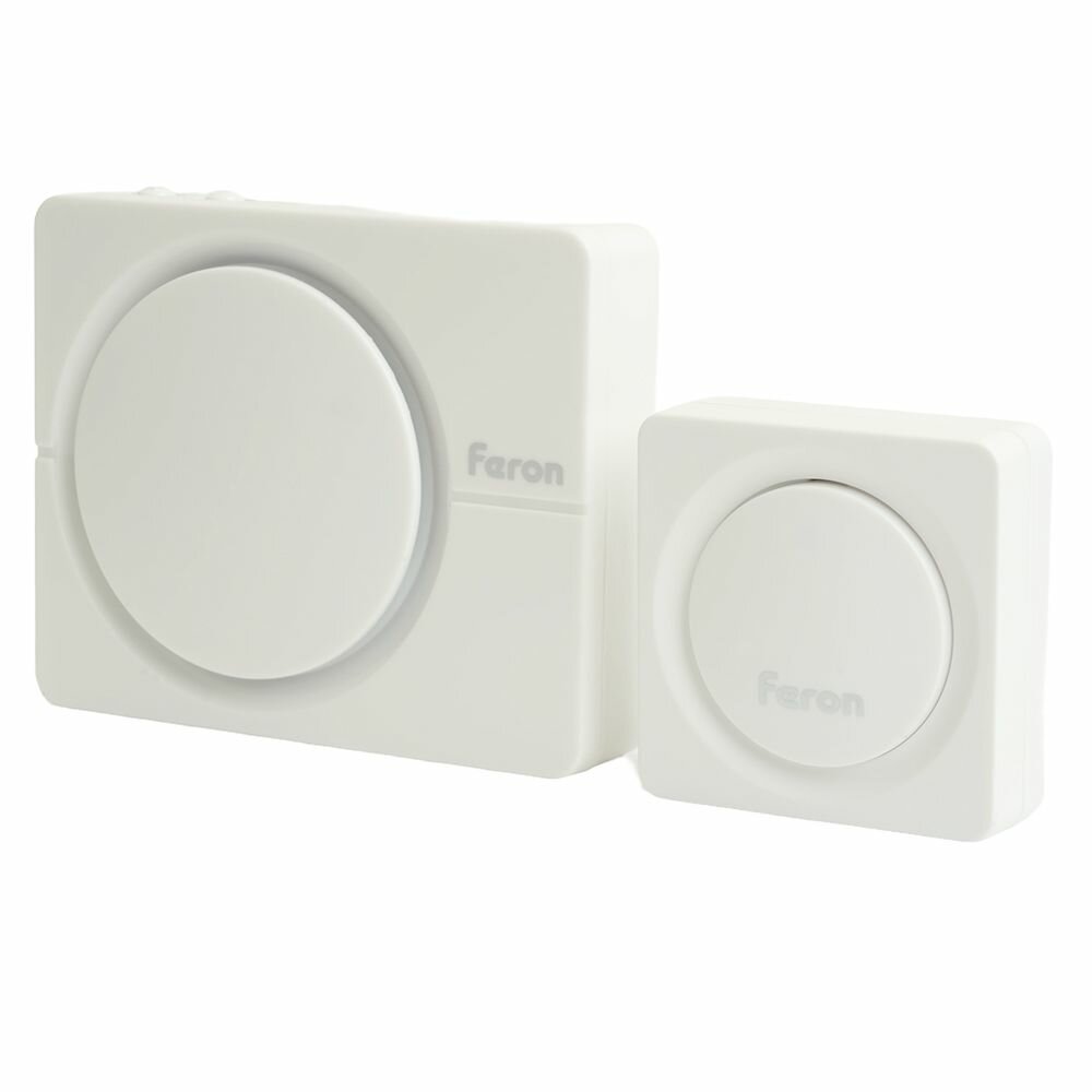 Звонок дверной беспроводной Feron E-382 38 мелодий белый с питанием от батареек и от сети через USB 48922