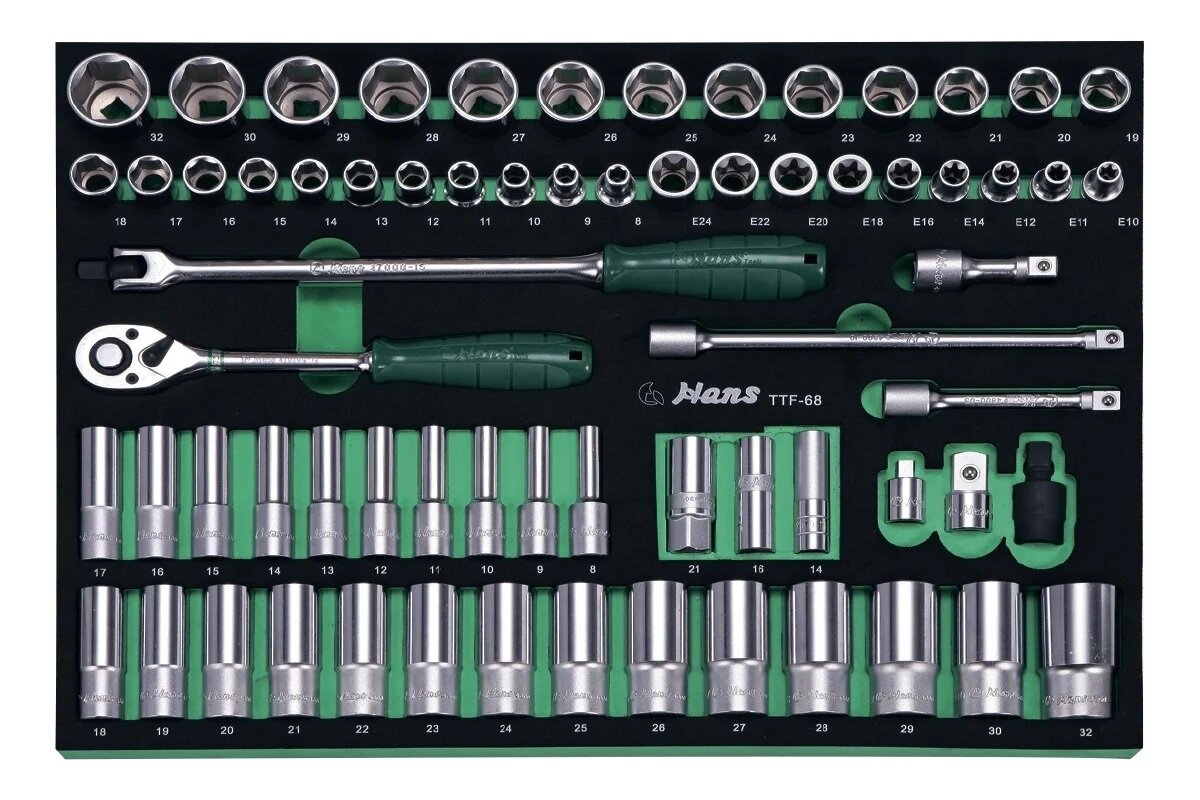 Hans Набор торцевых головок и аксессуаров на 1/2", 68 предметов, в ложементе TTF-68