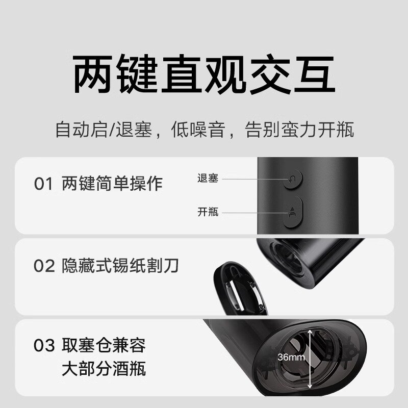 Изображение Штопор Xiaomi 902473588190 электрический, для винных бутылок, черный