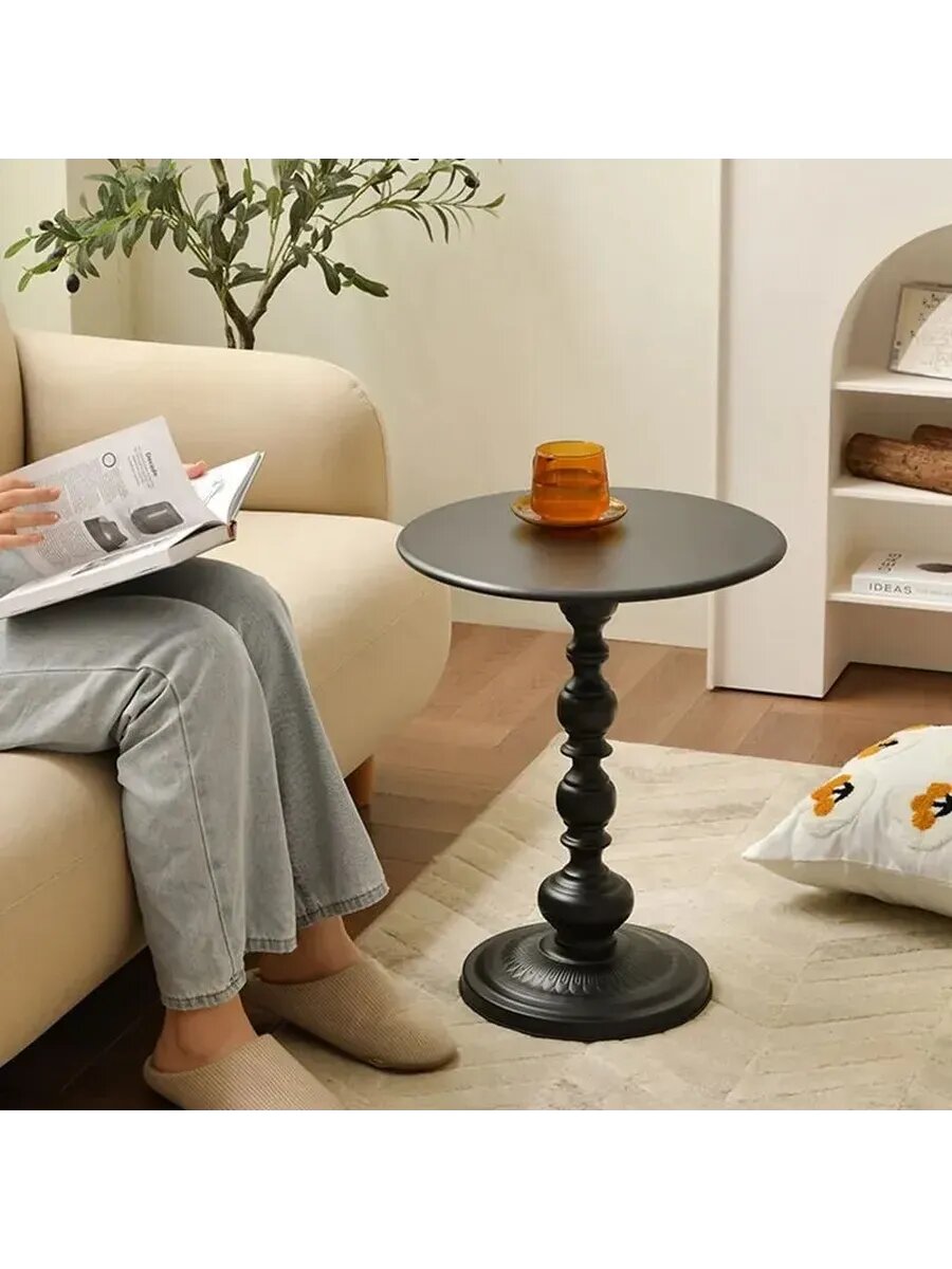 Столик журнальный Сова на балконе Винтаж, металл, круглый, черный — фото 1