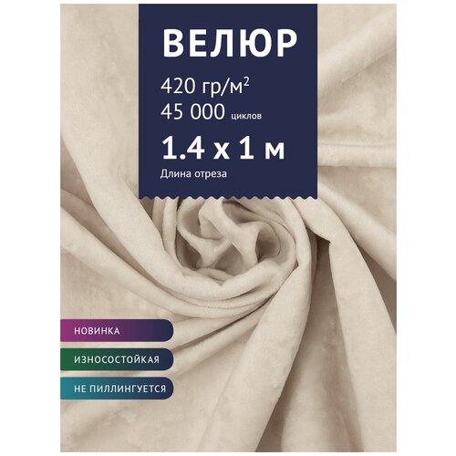 Ткань Велюр, модель Джес, цвет Светло-бежевый (36) (Ткань для шитья, для мебели) ткань велюр модель джес цвет светло бежевый 36 ткань для шитья для мебели