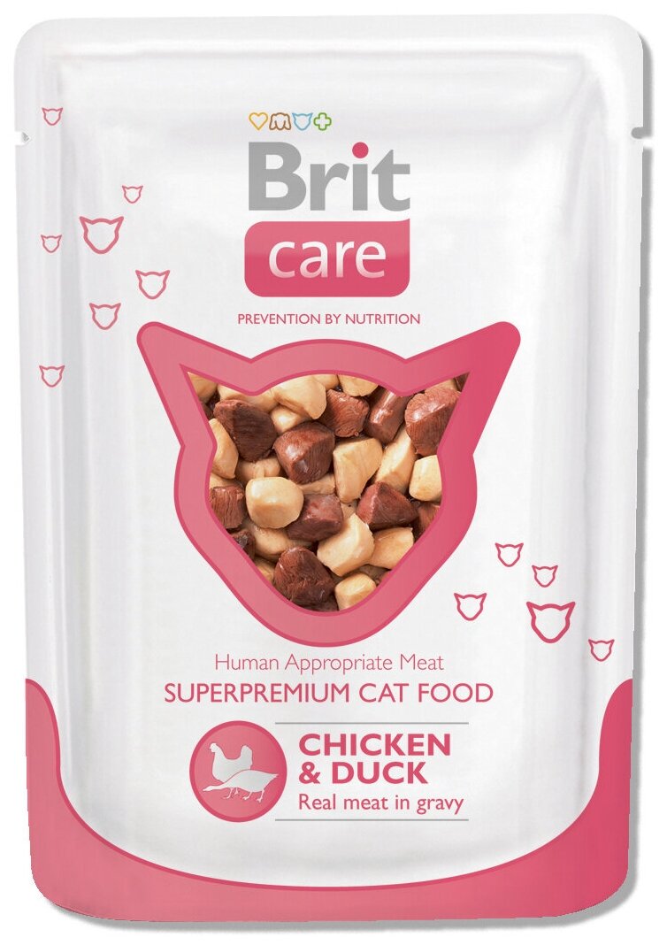 Brit Care Cat Pouch влажный корм для кошек, с курицей и уткой, 80 г - фото №10