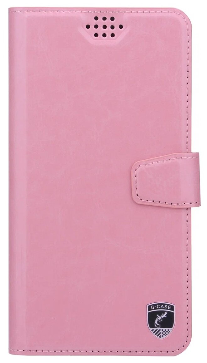 Универсальный чехол-книжка для смартфонов с размером до 17*9 см., G-Case Slim Premium XL, розовый