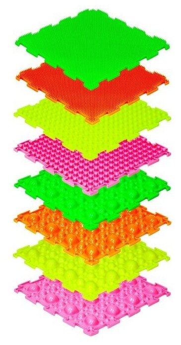 Орто Детский массажный коврик «Орто», 8 модулей, набор № 1, флуоресцентные цвета, микс