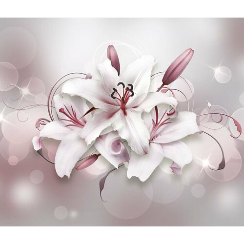 Моющиеся виниловые фотообои GrandPiK Королевская лилия 3D, 300х260 см