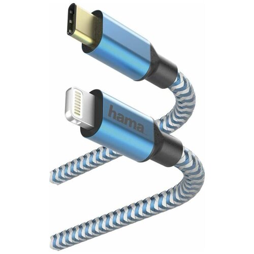 Кабель HAMA Lightning (m) - USB Type-C (m), 1.5м, MFI, в оплетке, 3A, синий [00183311] кабель hama lightning m usb type c m 1 5м mfi в оплетке 3a синий [00183311]