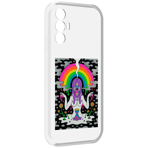 Чехол MyPads девушка с радугой абстракция женский для Tecno Pova 3 задняя-панель-накладка-бампер