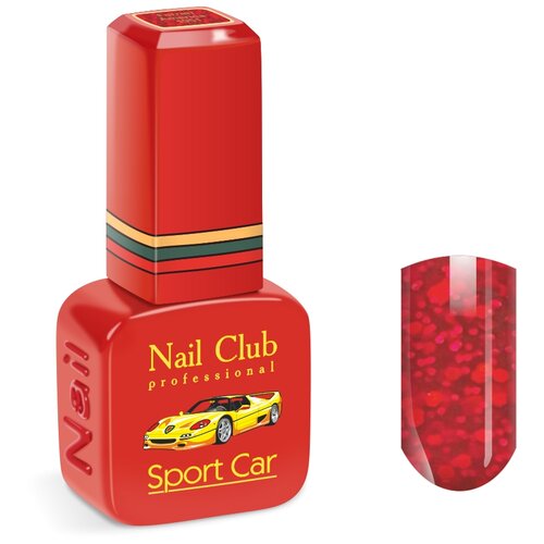 Nail Club professional Эмалевый красный гель-лак для ногтей, цвет оранжево-алый 1962 Ferrari California, 13 мл.